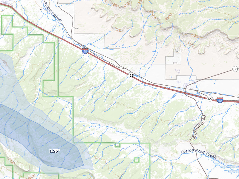 NEXRAD radar-signature map of the hail storm over Continental Divide, NM on Jul 27, 2026