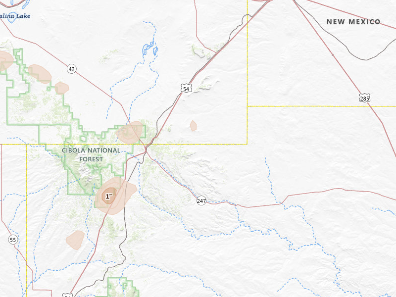 Radar-estimated hail-size map of the storm over Corona, NM on Jun 3, 2026
