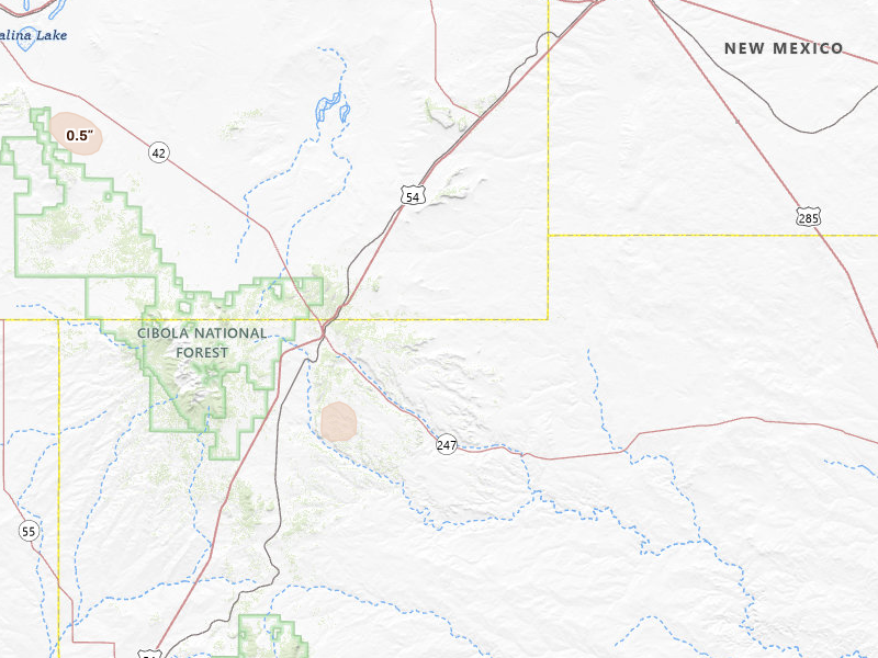 Radar-estimated hail-size map of the storm over Corona, NM on Jun 5, 2026