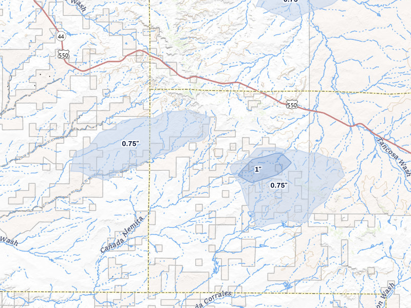 NEXRAD radar-signature map of the hail over Counselor, NM