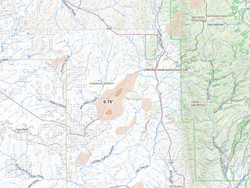 Radar-estimated hail-size map of the storm over Cuba, NM