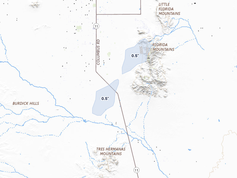 NEXRAD radar-signature map of the hail storm over Deming, NM on May 25, 2026