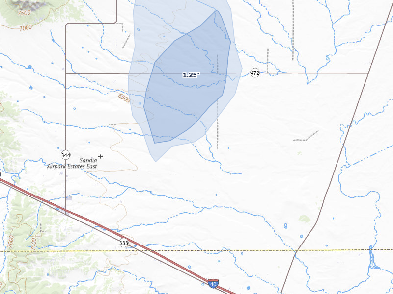 NEXRAD radar-signature map of the hail storm over Edgewood, NM on May 10, 2026
