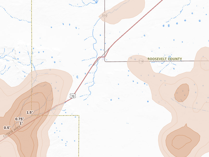 Radar-estimated hail-size map of the storm over Elida, NM on Jun 24, 2026