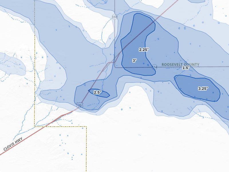 NEXRAD radar-signature map of the hail over Elida, NM