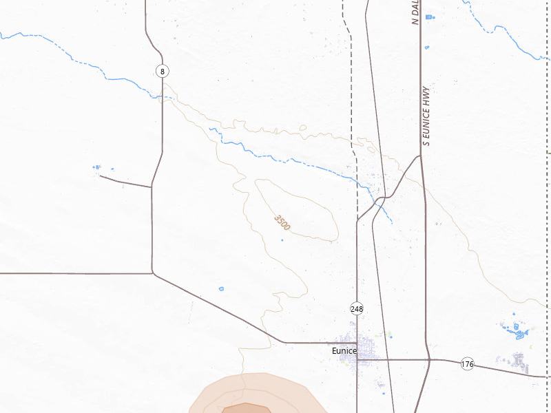 Radar-estimated hail-size map of the storm over Eunice, NM on Jun 1, 2026
