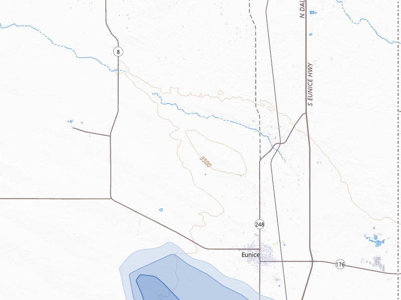 NEXRAD radar-signature map of the hail storm over Eunice, NM on Jun 1, 2026