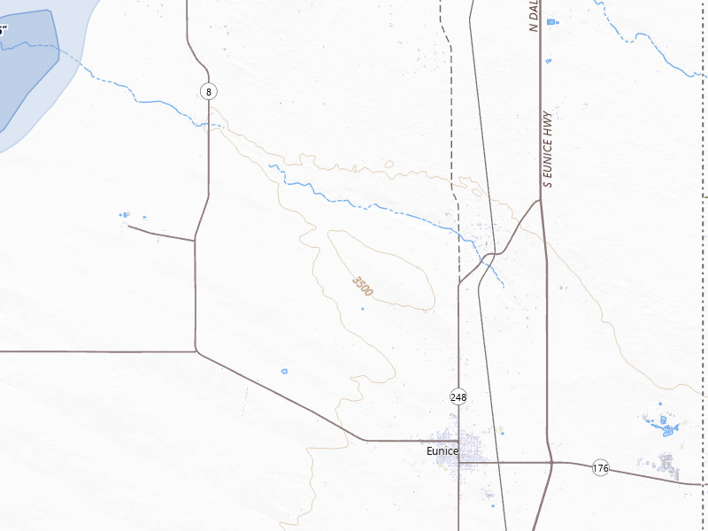 NEXRAD radar-signature map of the hail storm over Eunice, NM on Jun 30, 2026