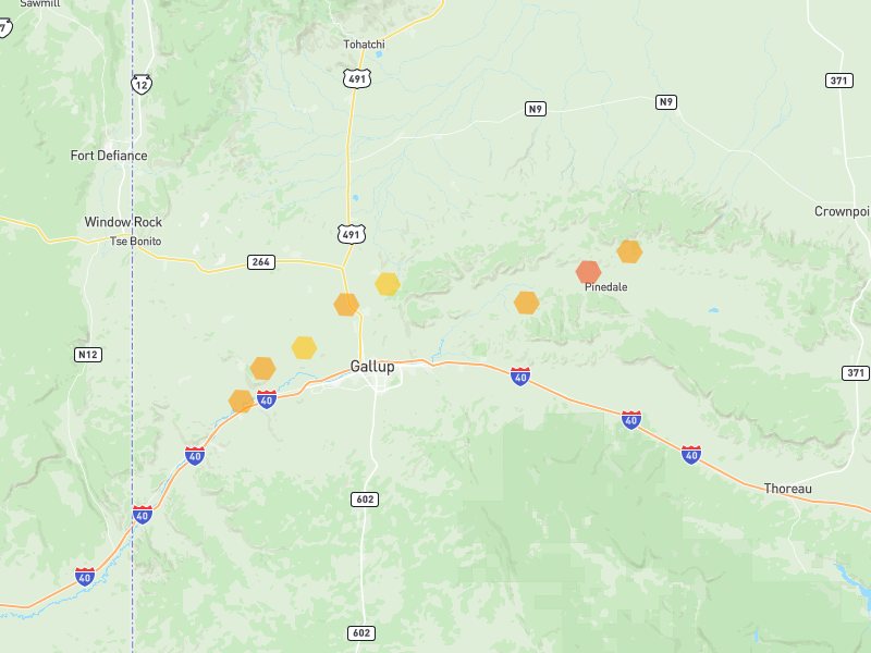 Hail map of Gallup, NM on Jun 26, 2026, hail up to 1.75"