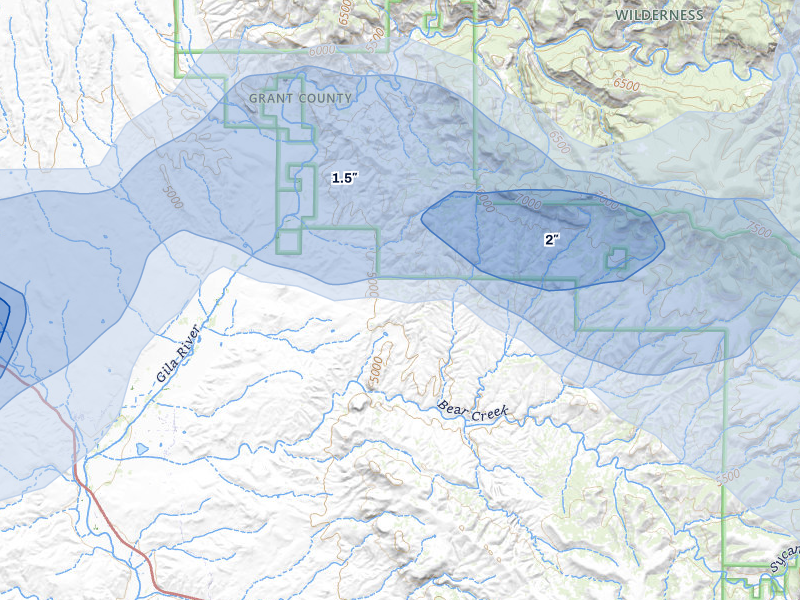 NEXRAD radar-signature map of the hail storm over Gila, NM on Jul 28, 2026