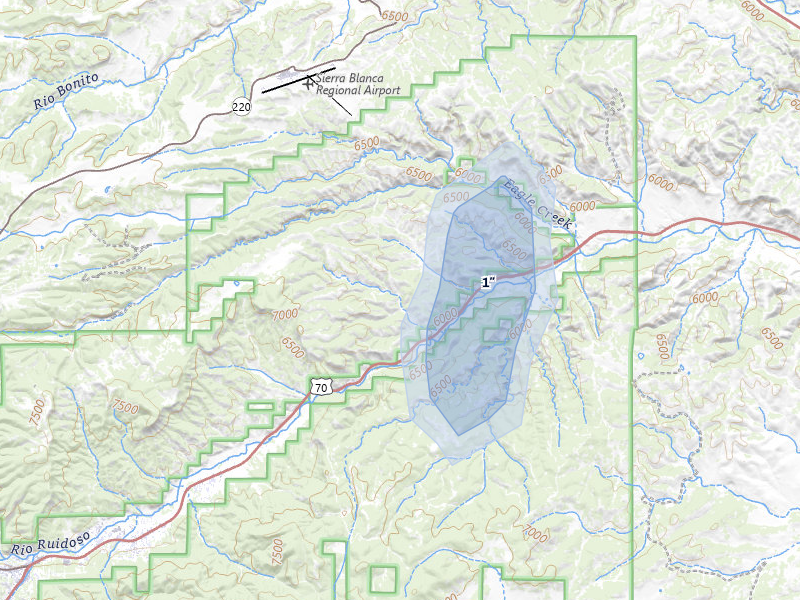 NEXRAD radar-signature map of the hail storm over Glencoe, NM on Apr 11, 2026