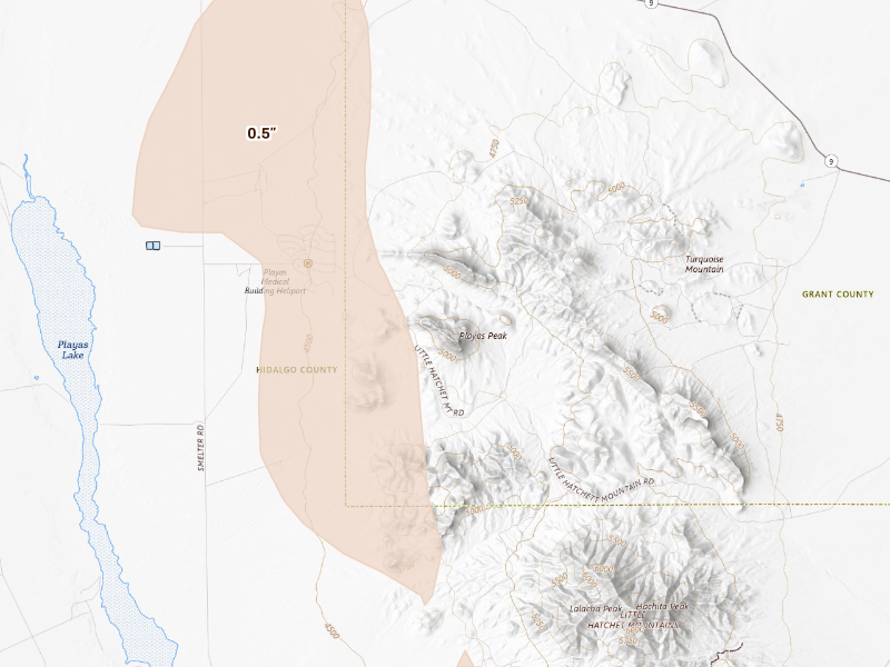 Radar-estimated hail-size map of the storm over Hachita, NM