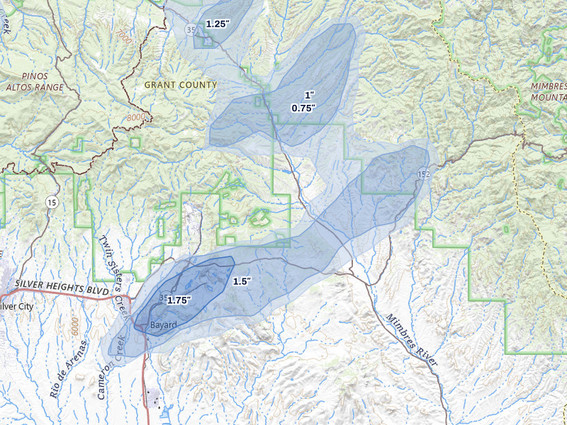 NEXRAD radar-signature map of the hail storm over Hanover, NM on Aug 1, 2026