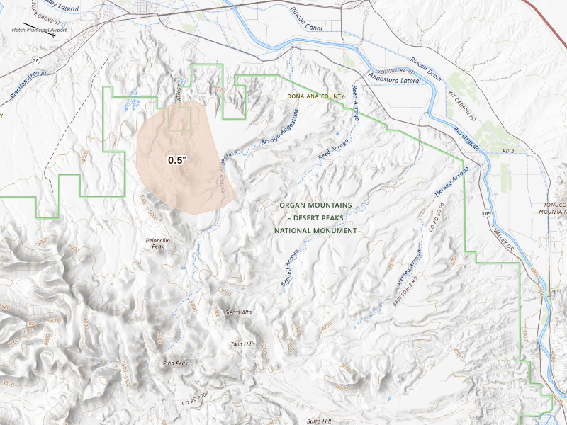Radar-estimated hail-size map of the storm over Hatch, NM