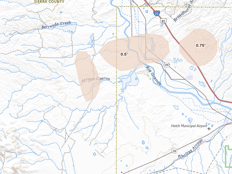 Radar-estimated hail-size map of the storm over Hillsboro, NM