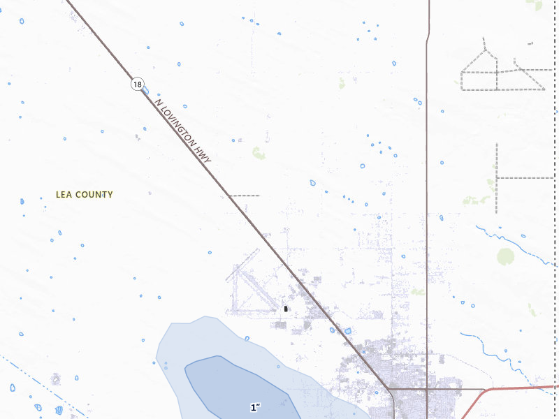 NEXRAD radar-signature map of the hail storm over Hobbs, NM on Jul 5, 2026