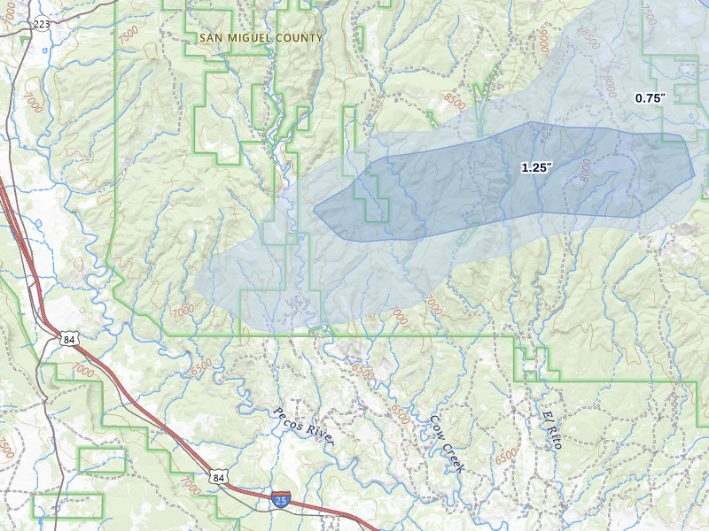 NEXRAD radar-signature map of the hail storm over Ilfeld, NM on Jun 5, 2026