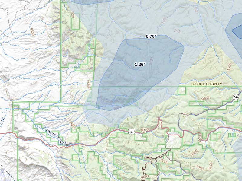 NEXRAD radar-signature map of the hail storm over La Luz, NM on Jun 2, 2026