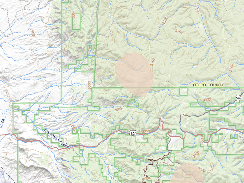 Radar-estimated hail-size map of the storm over La Luz, NM on Aug 1, 2026