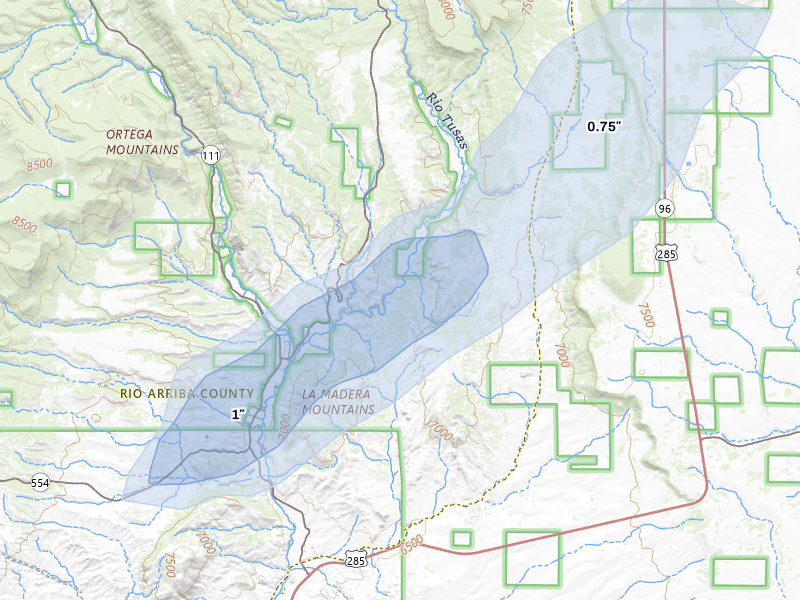 NEXRAD radar-signature map of the hail storm over La Madera, NM on Apr 11, 2026