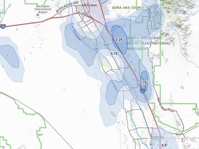 NEXRAD radar-signature map of the hail storm over La Mesa, NM on Jun 3, 2026