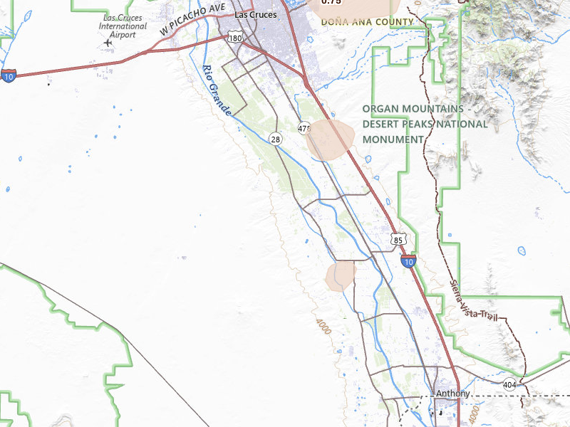 Radar-estimated hail-size map of the storm over La Mesa, NM on Jul 19, 2026