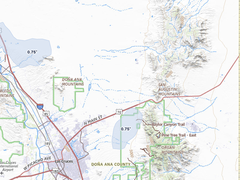 NEXRAD radar-signature map of the hail storm over Las Cruces, NM on Jul 27, 2026