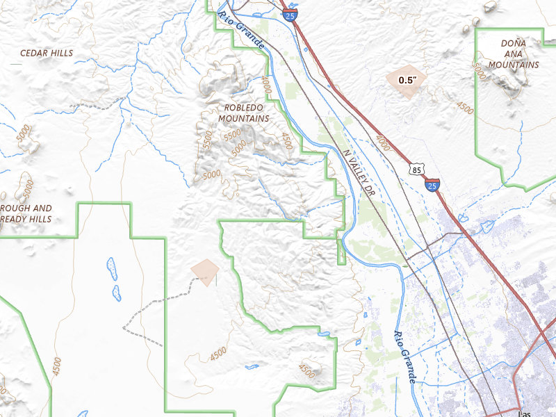 Radar-estimated hail-size map of the storm over Las Cruces, NM