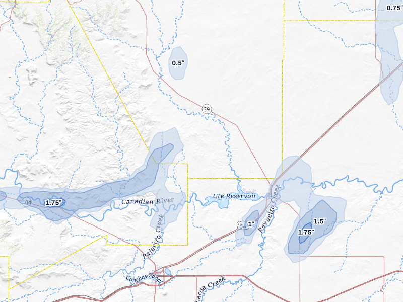NEXRAD radar-signature map of the hail over Logan, NM