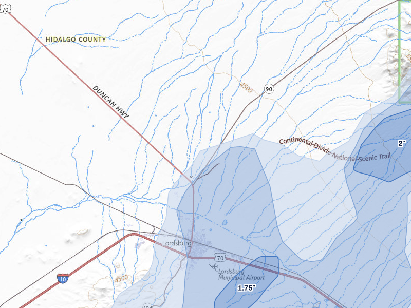 NEXRAD radar-signature map of the hail storm over Lordsburg, NM on Aug 5, 2026
