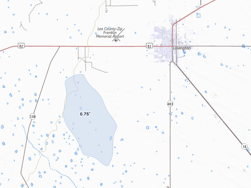 NEXRAD radar-signature map of the hail storm over Lovington, NM on Jun 30, 2026