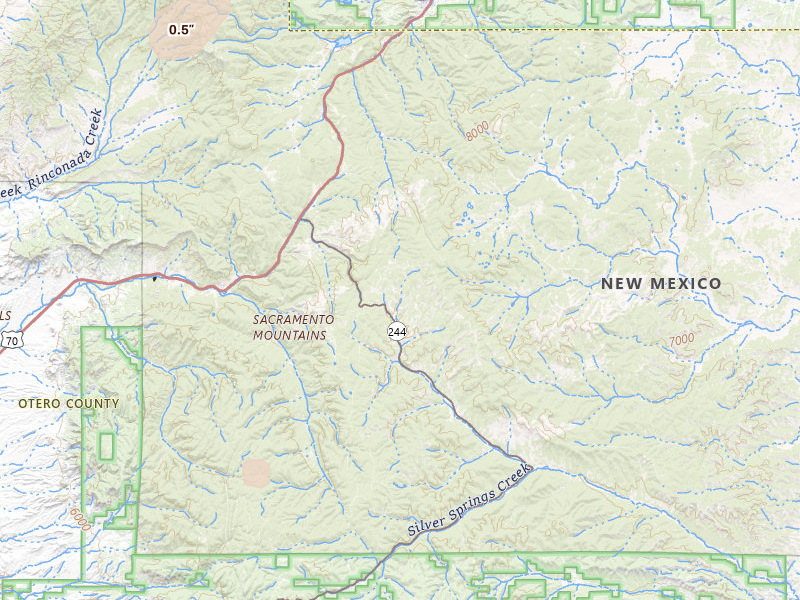 Radar-estimated hail-size map of the storm over Mescalero, NM on Jun 18, 2026