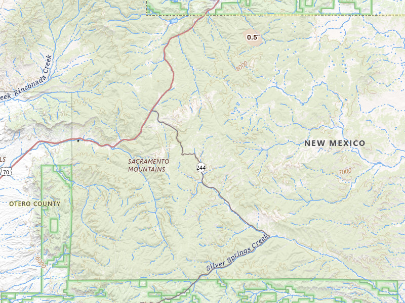 Radar-estimated hail-size map of the storm over Mescalero, NM on Jul 11, 2026