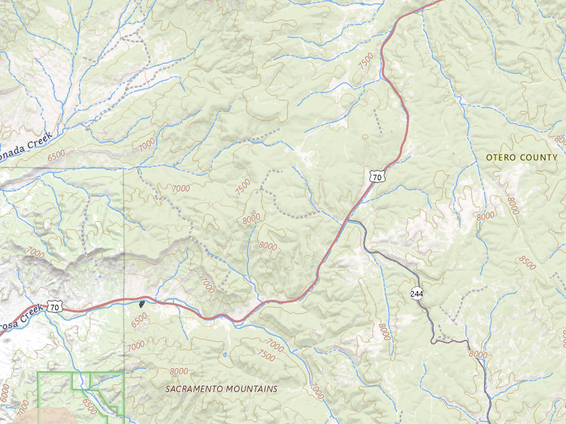 Radar-estimated hail-size map of the storm over Mescalero, NM on Jul 31, 2026