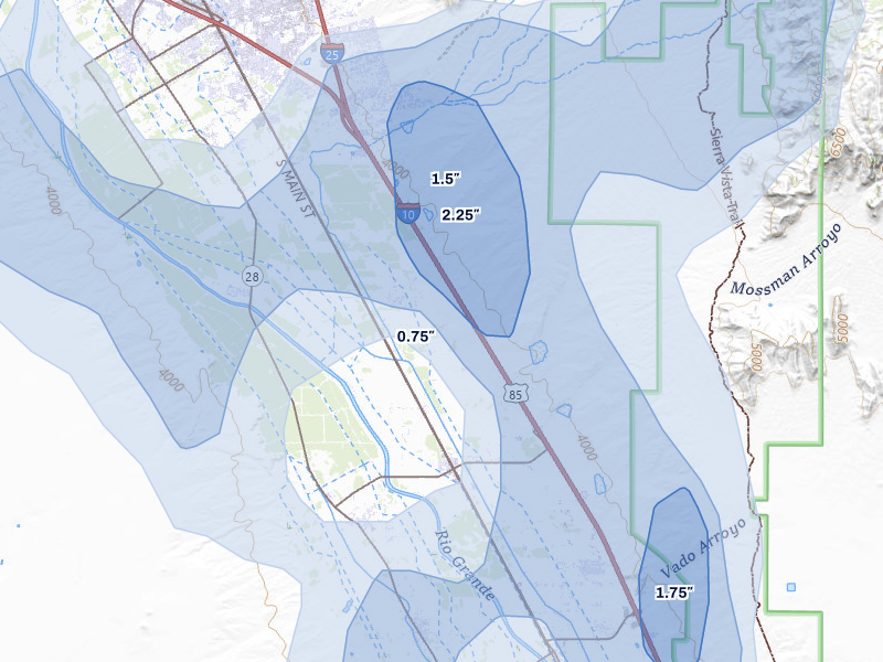 NEXRAD radar-signature map of the hail storm over Mesilla Park, NM on Jun 3, 2026