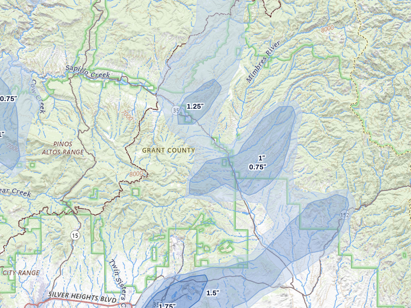 NEXRAD radar-signature map of the hail storm over Mimbres, NM on Aug 1, 2026