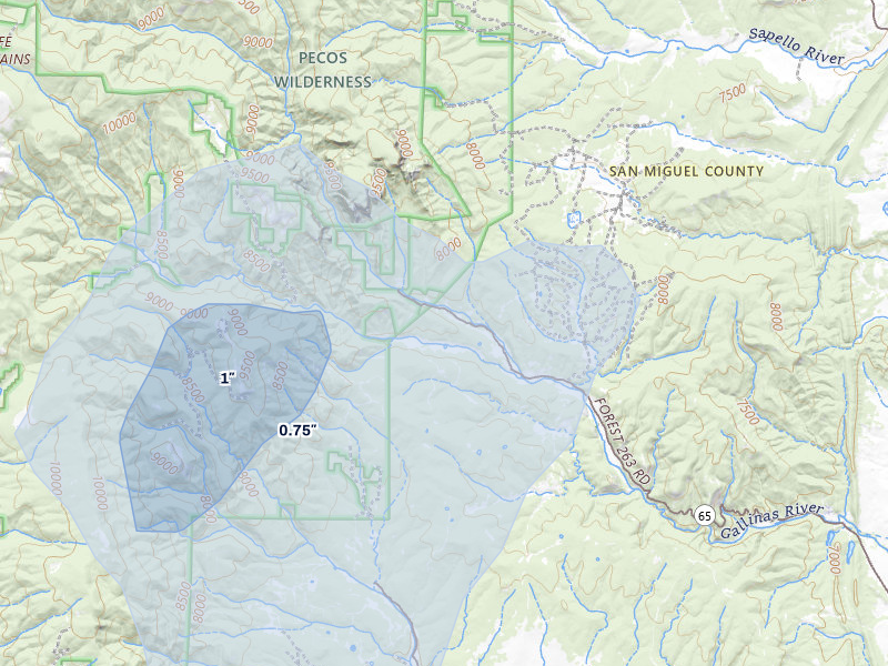 NEXRAD radar-signature map of the hail storm over Montezuma, NM on Jun 3, 2026