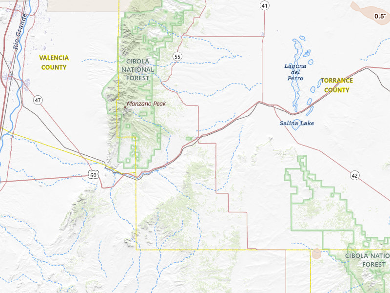 Radar-estimated hail-size map of the storm over Mountainair, NM on Jul 24, 2026