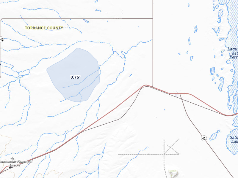 NEXRAD radar-signature map of the hail storm over Mountainair, NM on Jul 24, 2026