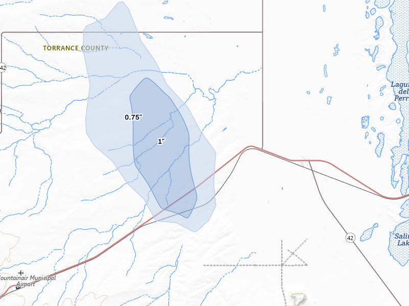 NEXRAD radar-signature map of the hail storm over Mountainair, NM on Jul 28, 2026