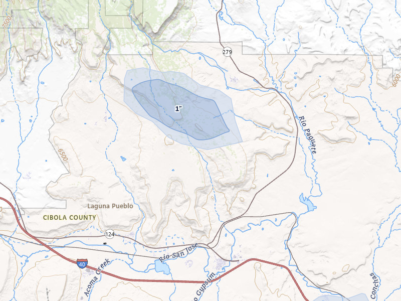 NEXRAD radar-signature map of the hail storm over New Laguna, NM on Jul 28, 2026