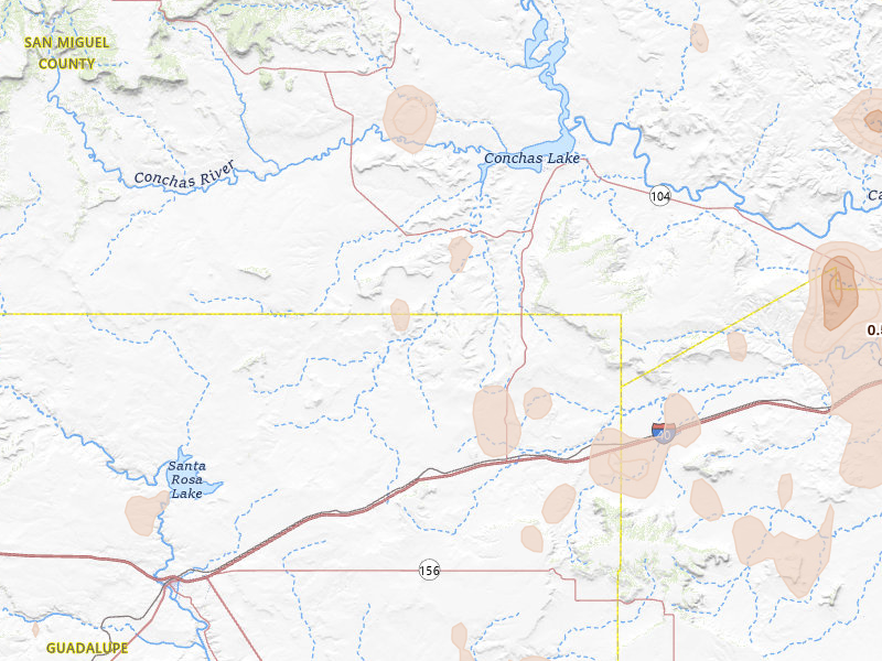 Radar-estimated hail-size map of the storm over Newkirk, NM on Aug 7, 2026