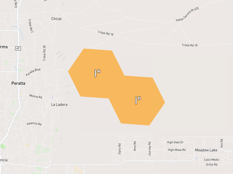 Hail map of Peralta, NM on Jul 28, 2026, hail up to 1"