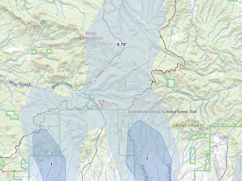 NEXRAD radar-signature map of the hail storm over Pinos Altos, NM on Jun 5, 2026