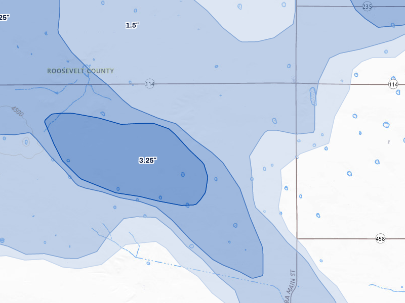 NEXRAD radar-signature map of the hail storm over Portales, NM on Jul 4, 2026