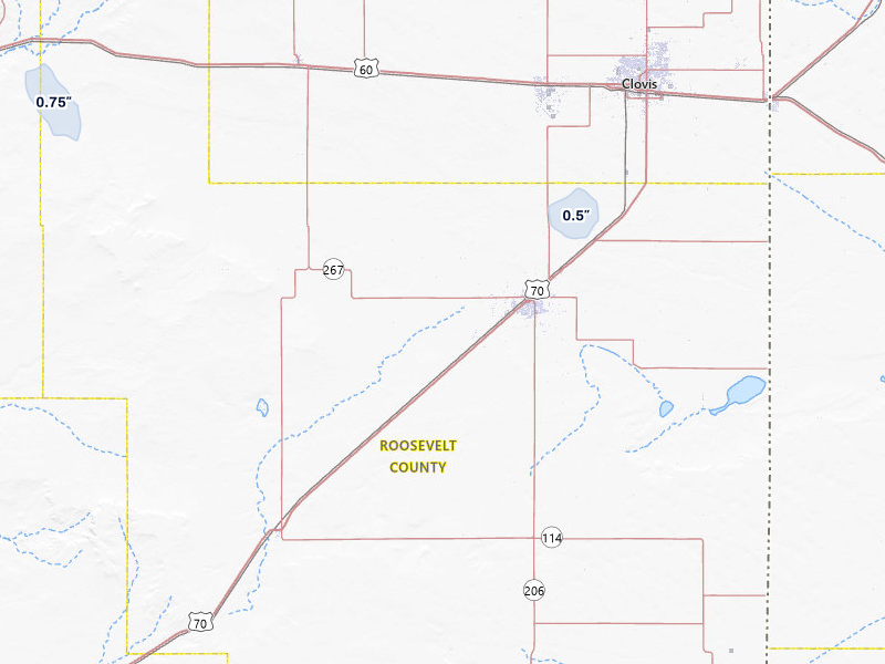NEXRAD radar-signature map of the hail storm over Portales, NM on Jul 24, 2026