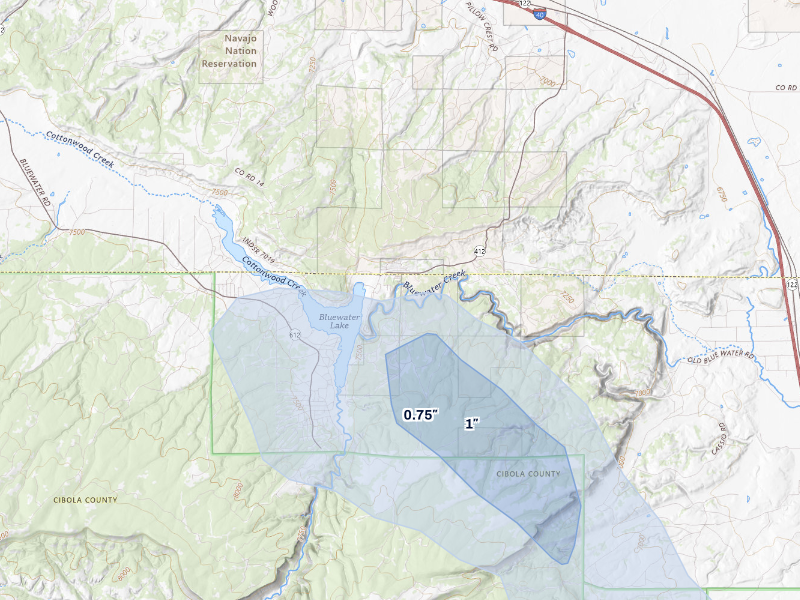 NEXRAD radar-signature map of the hail storm over Prewitt, NM on Aug 26, 2026