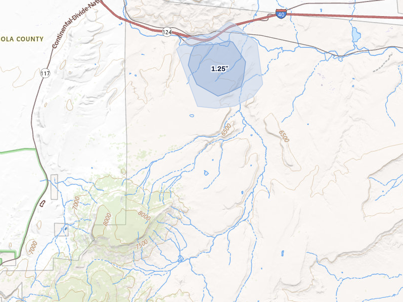NEXRAD radar-signature map of the hail storm over Pueblo Of Acoma, NM on Jul 22, 2026