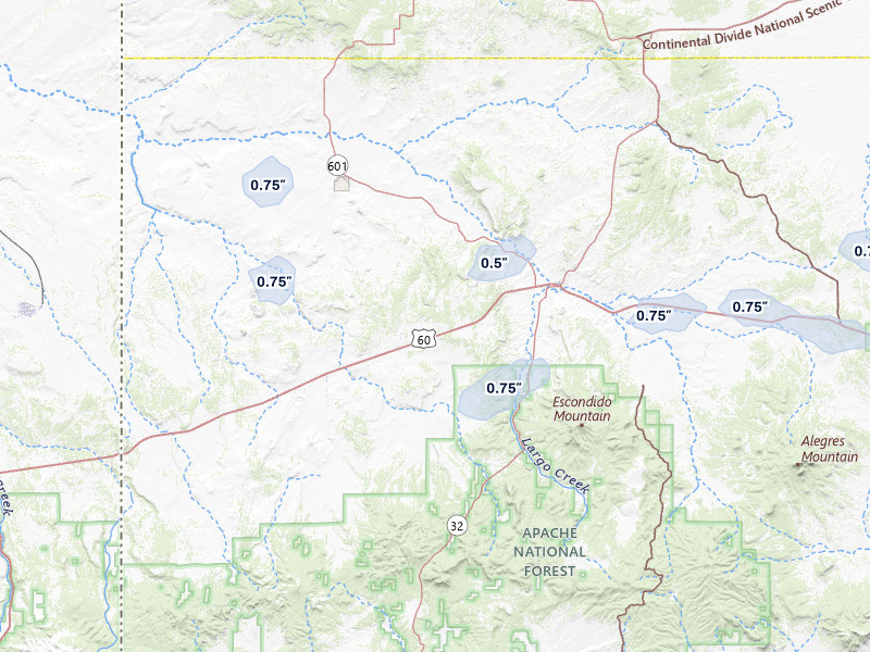 NEXRAD radar-signature map of the hail storm over Quemado, NM on Jun 26, 2026