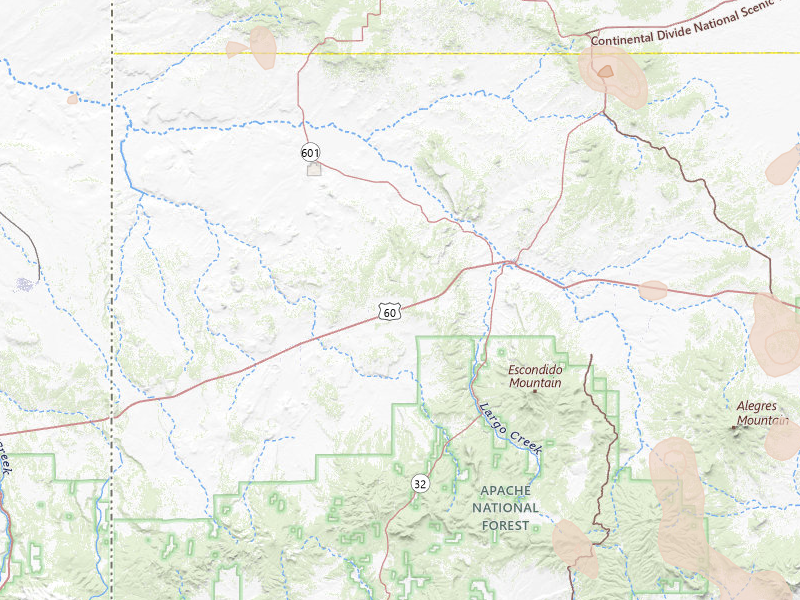 Radar-estimated hail-size map of the storm over Quemado, NM on Jul 28, 2026